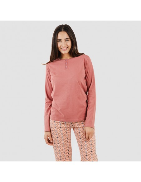 Pijama largo algodón Bianca malva rosa