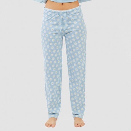 Pijama largo algodón Susan celeste