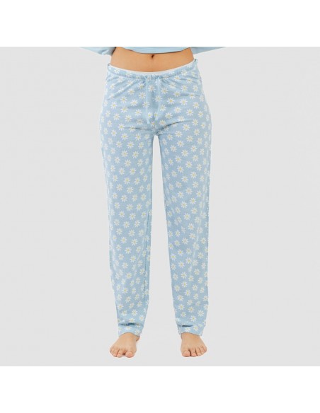 Pijama largo algodón Susan celeste
