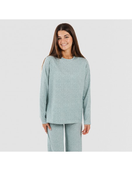 Pijama largo algodón Anita verde gastado