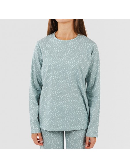Pijama largo algodón Anita verde gastado