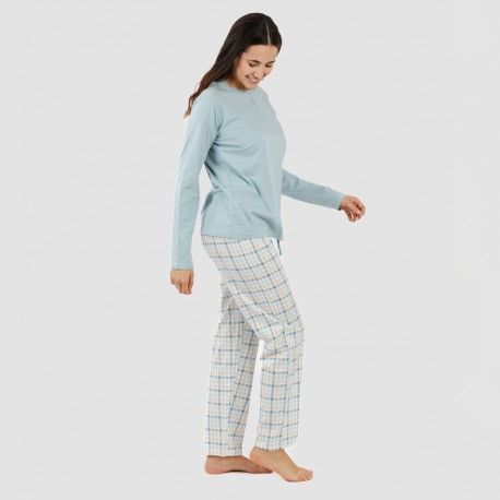 Pijama largo algodón Cuadro Heracles indigo