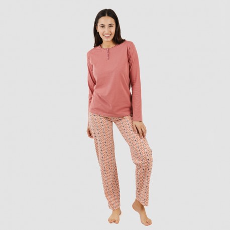 Pijama largo algodón Bianca malva rosa