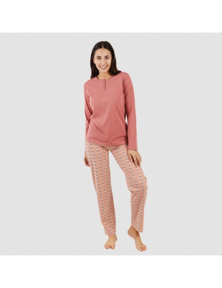 Pijama largo algodón Bianca malva rosa