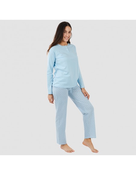 Pijama largo algodón Timon celeste