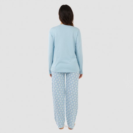 Pijama largo algodón Susan celeste