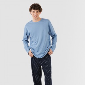 Pijama largo algodón hombre Pedro indigo