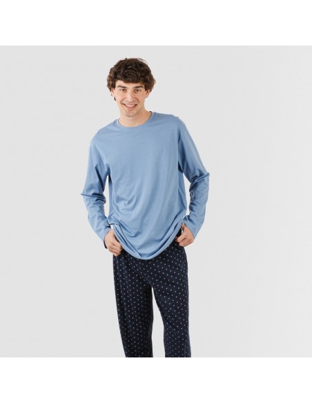 Pijama largo algodón hombre Pedro indigo