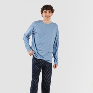 Pijama largo algodón hombre Pedro indigo 2