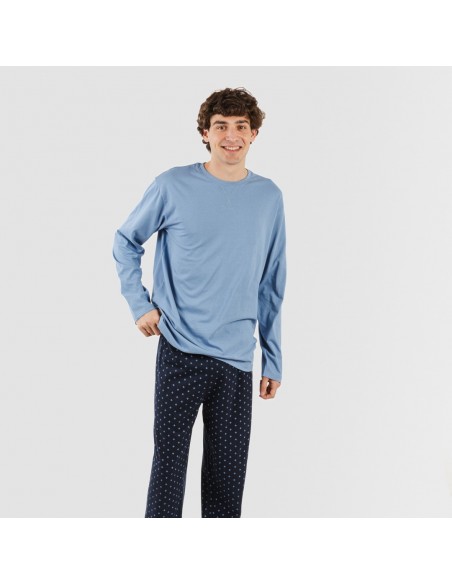 Pijama largo algodón hombre Pedro indigo