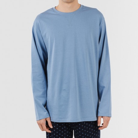 Pijama largo algodón hombre Pedro indigo