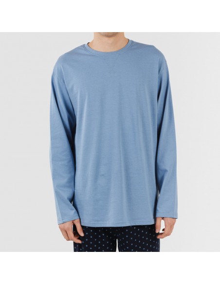 Pijama largo algodón hombre Pedro indigo