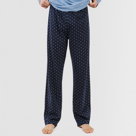 Pijama largo algodón hombre Pedro indigo