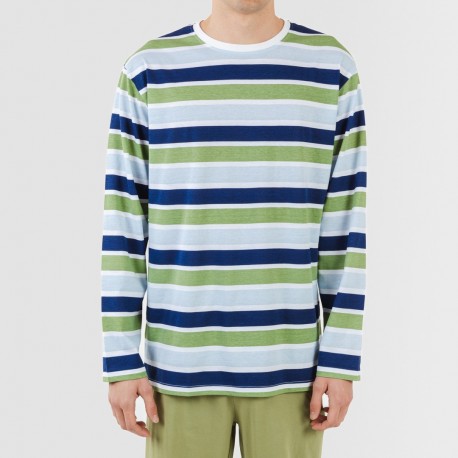 Pijama largo algodón hombre Brent verde caceria