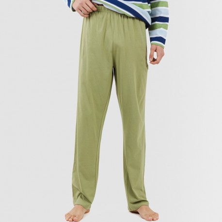 Pijama largo algodón hombre Brent verde caceria