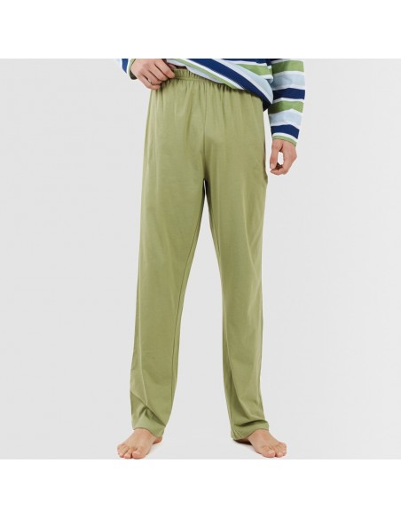 Pijama largo algodón hombre Brent verde caceria
