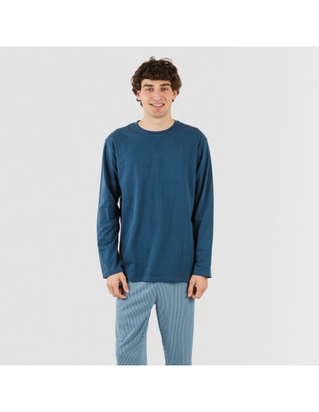 Pijama largo algodón hombre Kristoff azul marino