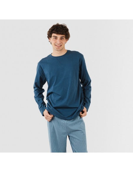 Pijama largo algodón hombre Kristoff azul marino