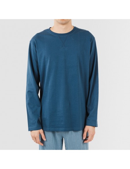 Pijama largo algodón hombre Kristoff azul marino