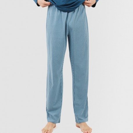 Pijama largo algodón hombre Kristoff azul marino