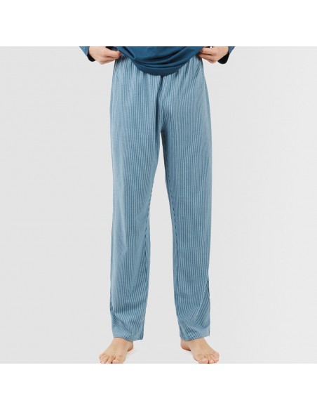 Pijama largo algodón hombre Kristoff azul marino