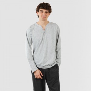 Pijama largo hombre con botones perla - marengo