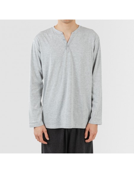 Pijama largo hombre con botones perla - marengo