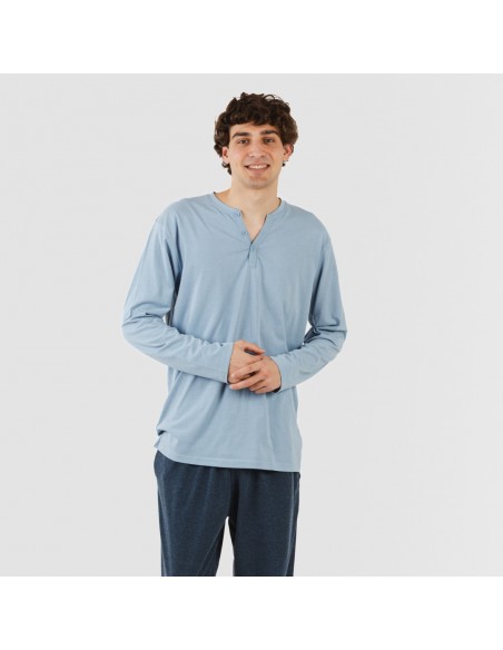 Pijama largo hombre con botones indigo - marino