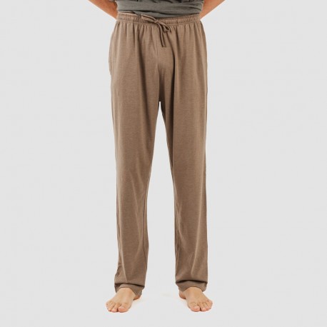 Pijama largo hombre de manga corta con botón petroleo - marron