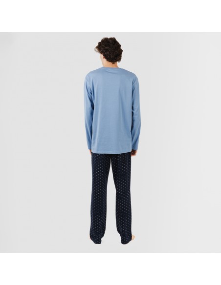 Pijama largo algodón hombre Pedro indigo