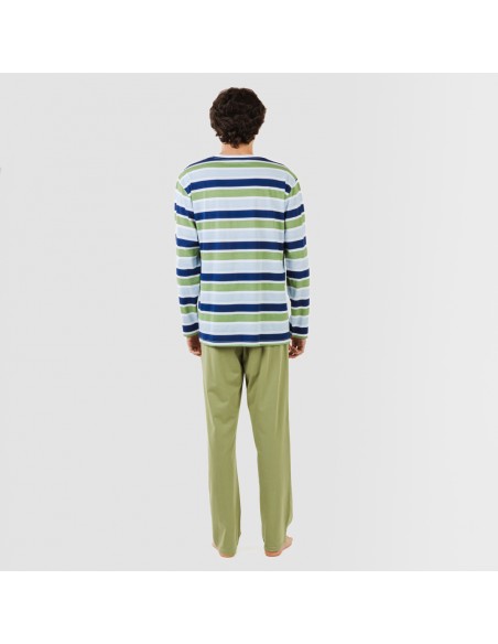 Pijama largo algodón hombre Brent verde caceria