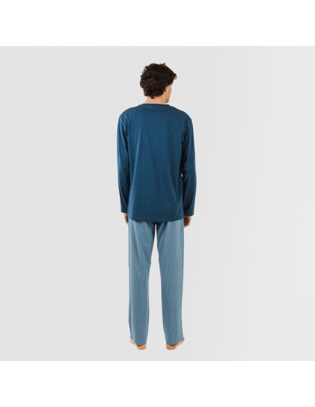 Pijama largo algodón hombre Kristoff azul marino