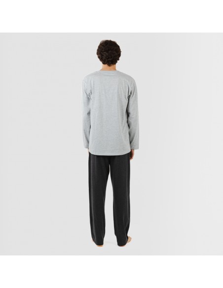 Pijama largo hombre con botones perla - marengo