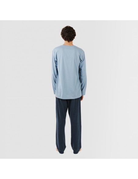 Pijama largo hombre con botones indigo - marino