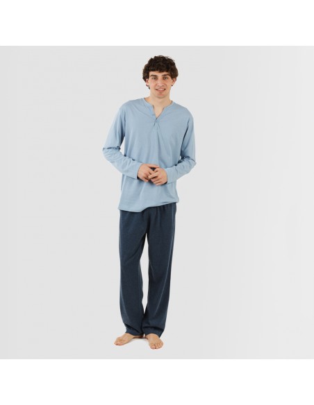 Pijama largo hombre con botones indigo - marino