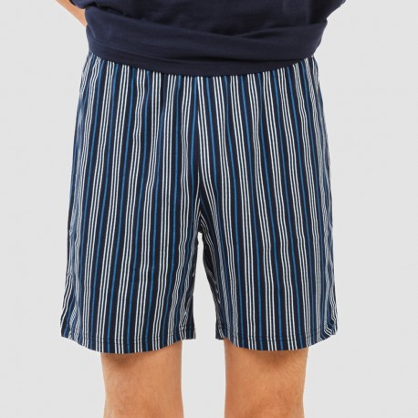 Pijama corto algodón hombre Raya Galileo azul marino
