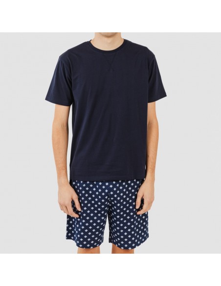 Pijama corto algodón hombre Missy azul marino