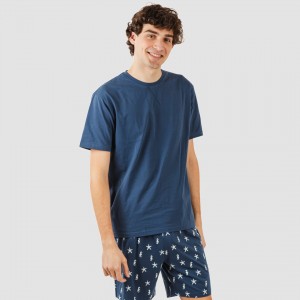 Pijama corto algodón hombre Aaron azul marino