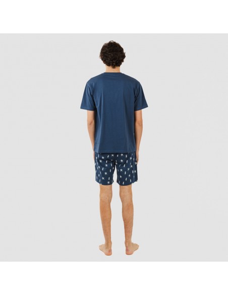Pijama corto algodón hombre Aaron azul marino