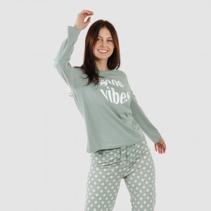 Pijama largo algodón Irati verde caceria 2