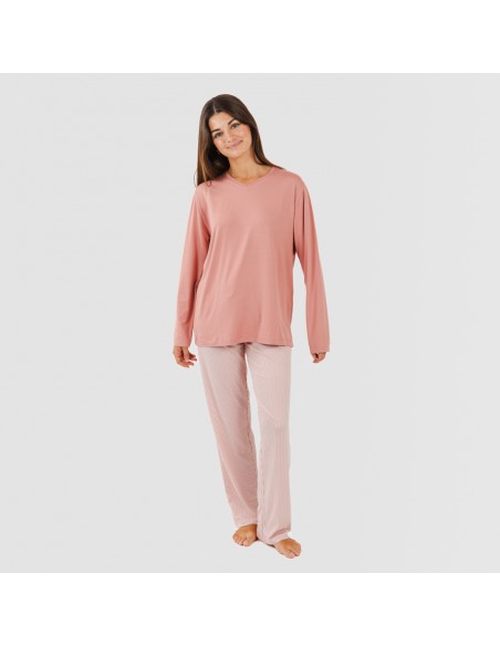 Pijama largo mujer soft Raya Aliena marsala