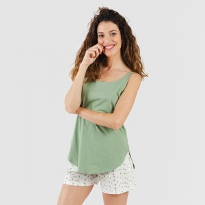 Pijama corto algodón Nevada verde 2