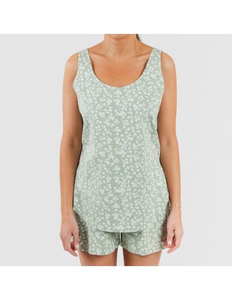 Pijama corto algodón Oniris verde caceria