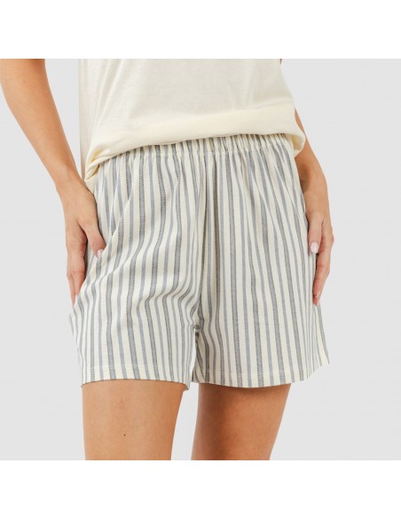 Pijama corto algodón Raya Brighton natural