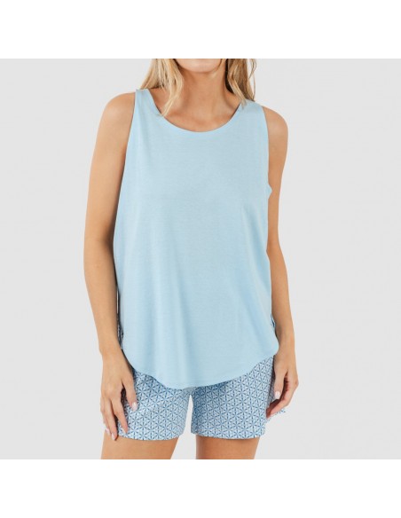 Pijama corto algodón Timon celeste