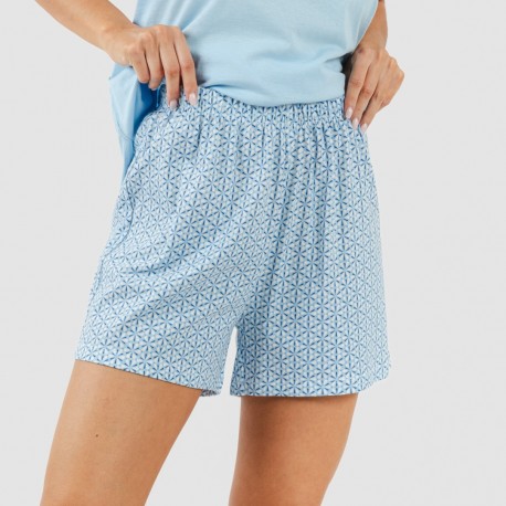 Pijama corto algodón Timon celeste
