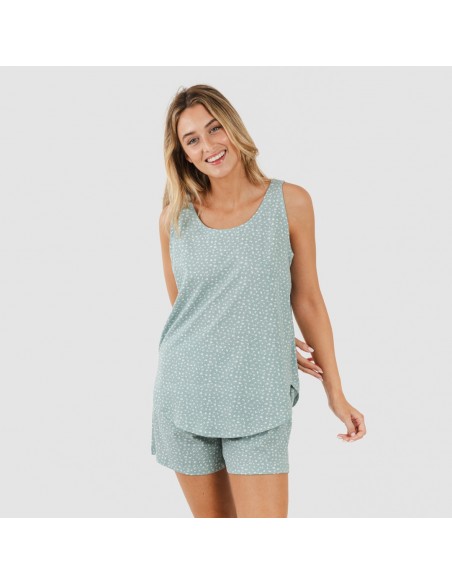 Pijama corto algodón Anita verde desgastado