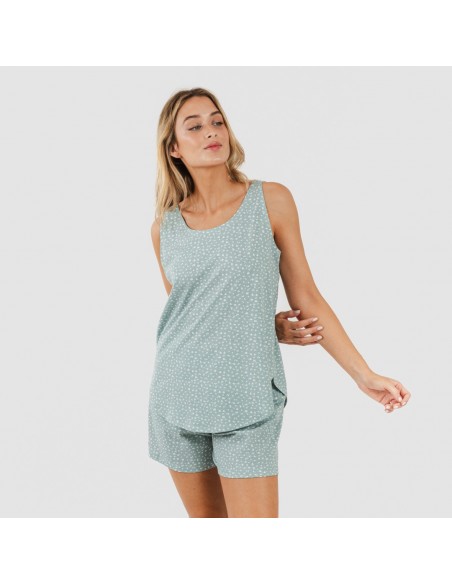 Pijama corto algodón Anita verde desgastado