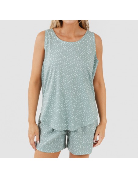 Pijama corto algodón Anita verde desgastado