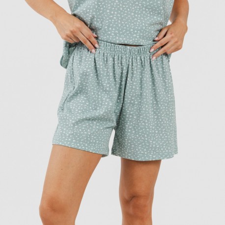 Pijama corto algodón Anita verde desgastado